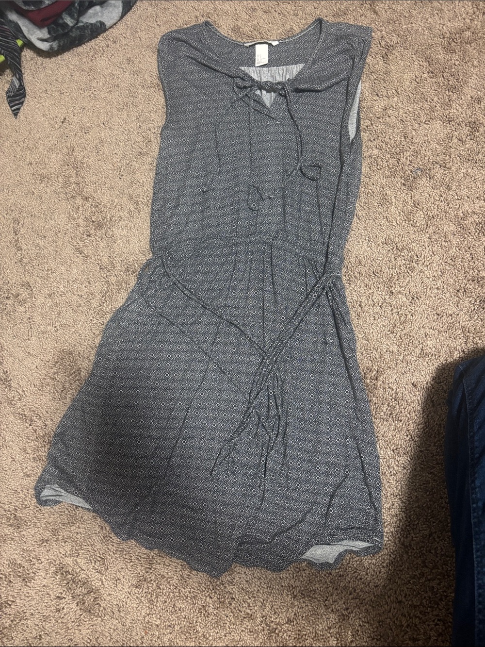 H&M  Mini Dress in Charcoal Gray with Tiny Geometric Print
